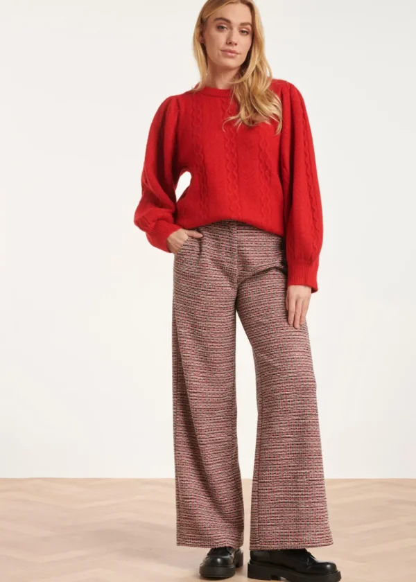Smashed Lemon Cable Down Sweater Red