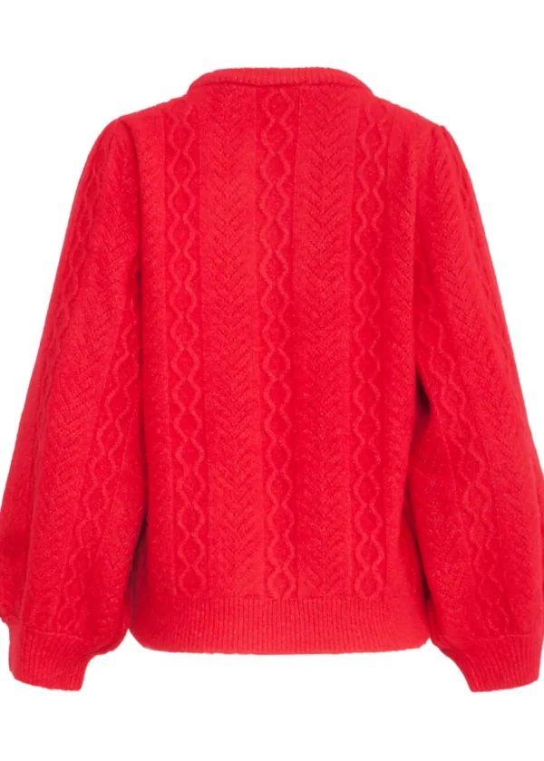 Smashed Lemon Cable Down Sweater Red