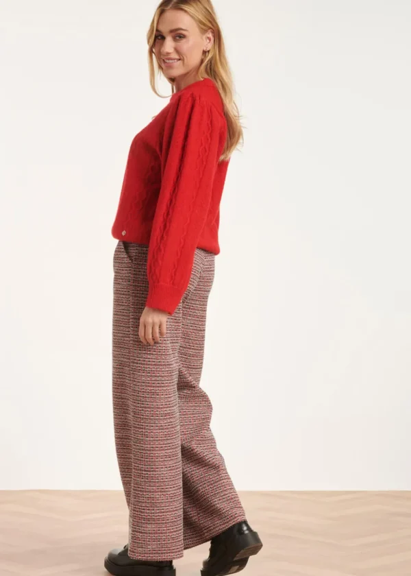 Smashed Lemon Cable Down Sweater Red