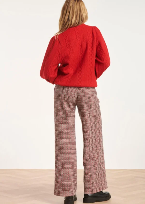 Smashed Lemon Cable Down Sweater Red