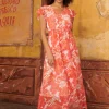 Smashed Lemon Florals Forward 70's Floral Dress Pink