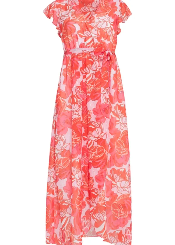 Smashed Lemon Florals Forward 70's Floral Dress Pink
