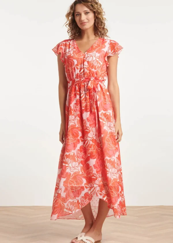 Smashed Lemon Florals Forward 70's Floral Dress Pink