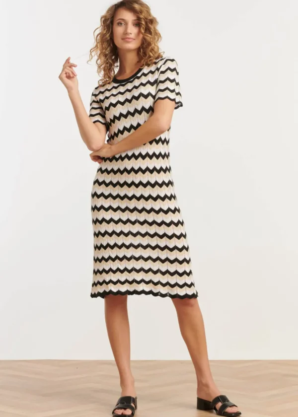 Smashed Lemon Hypnotizing Knitted Dress Sand Black