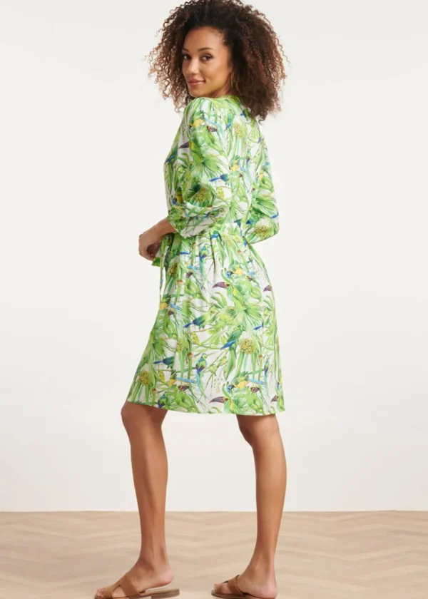 Smashed Lemon Parrots Talking 70's Dress White