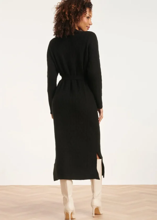 Smashed Lemon Warm Hug 60's Midi Dress Black