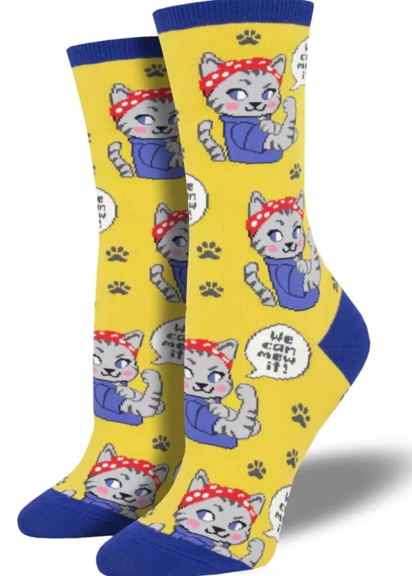 Socksmith We Can Mew It Cat Socks Yellow