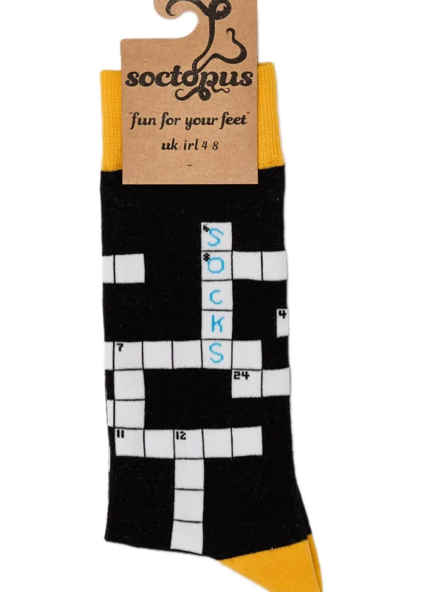 Soctopus Crossword Socks Black