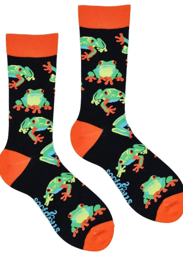 Soctopus Ribbit! Frog Socks Dark Navy