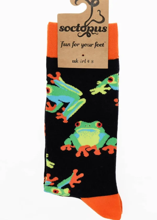 Soctopus Ribbit! Frog Socks Dark Navy