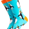 Soctopus Rock Hopper Royal Penguins Socks Aqua