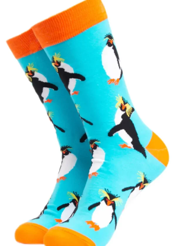 Soctopus Rock Hopper Royal Penguins Socks Aqua