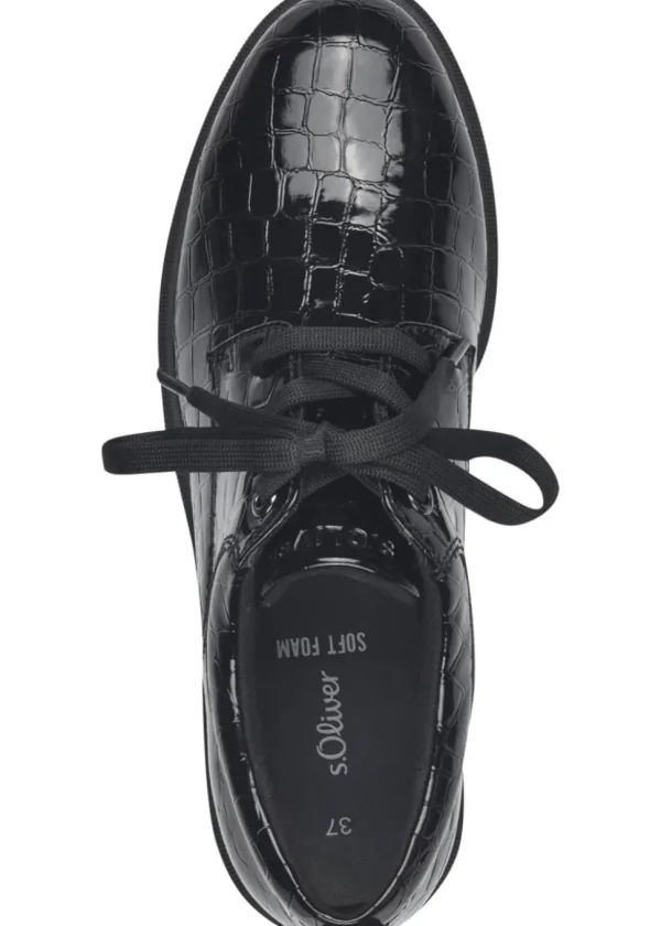 s.Oliver Patty Croco Patent Shoes Black