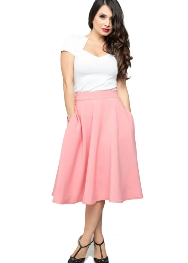 Steady Clothing High Waist Thrills 50's Swing Skirt Blush Pink