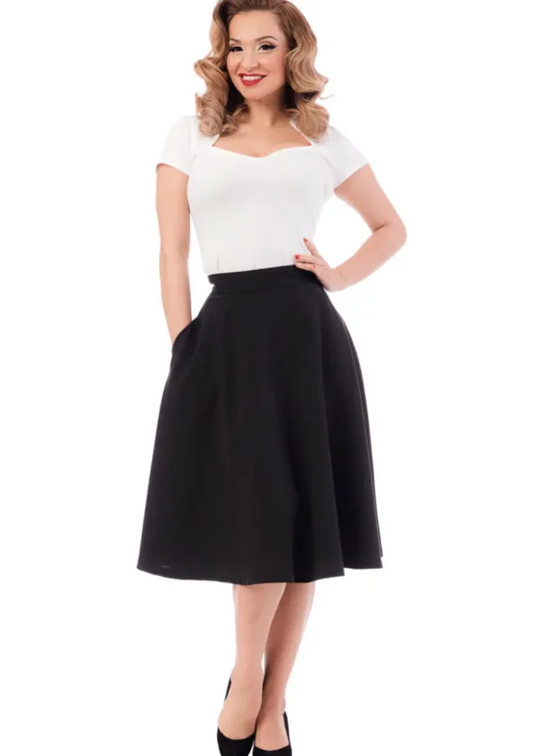 Steady Clothing High Waist Thrills 50's Swing Skirt Black