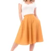 Steady Clothing High Waist Thrills 50's Swing Skirt Mustard