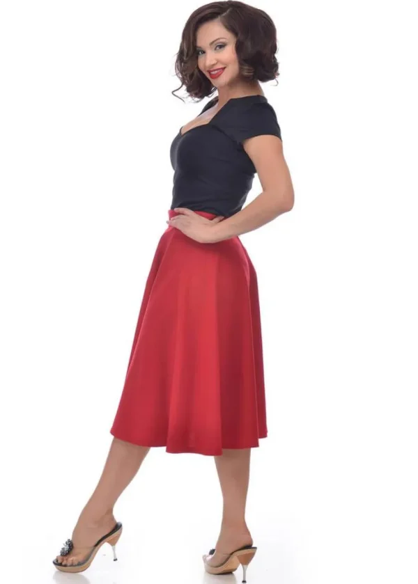 Steady Clothing High Waist Thrills 50's Swing Skirt Red