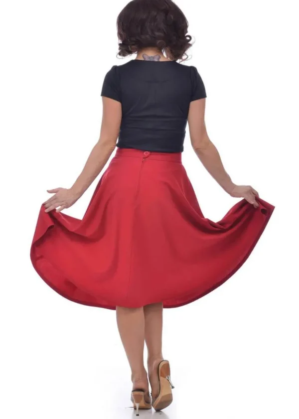 Steady Clothing High Waist Thrills 50's Swing Skirt Red