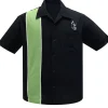 Steady Clothing Mens Palm Springs Cocktail Bowling Shirt Black Green