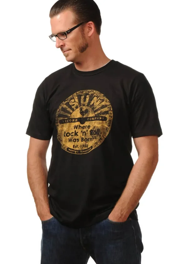 Steady Clothing Mens Sun Records Distressed Logo T-Shirt Black