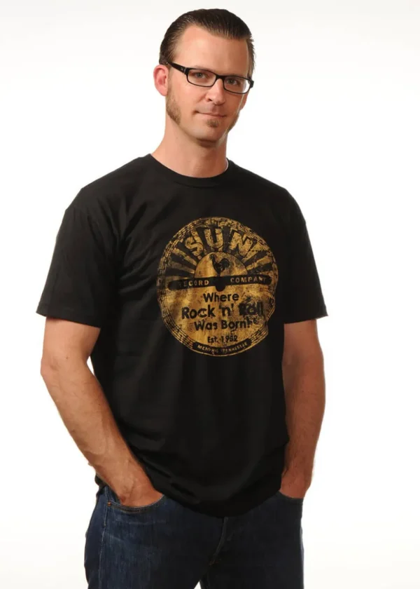 Steady Clothing Mens Sun Records Distressed Logo T-Shirt Black