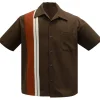 Steady Clothing Mens The Charles Bowling Shirt Brown Rust