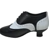 Steelground Bulgarian Leather 50's Brogue Pumps Black White