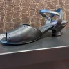 Steelground Hylda Leather 50's Sandals Pumps Black