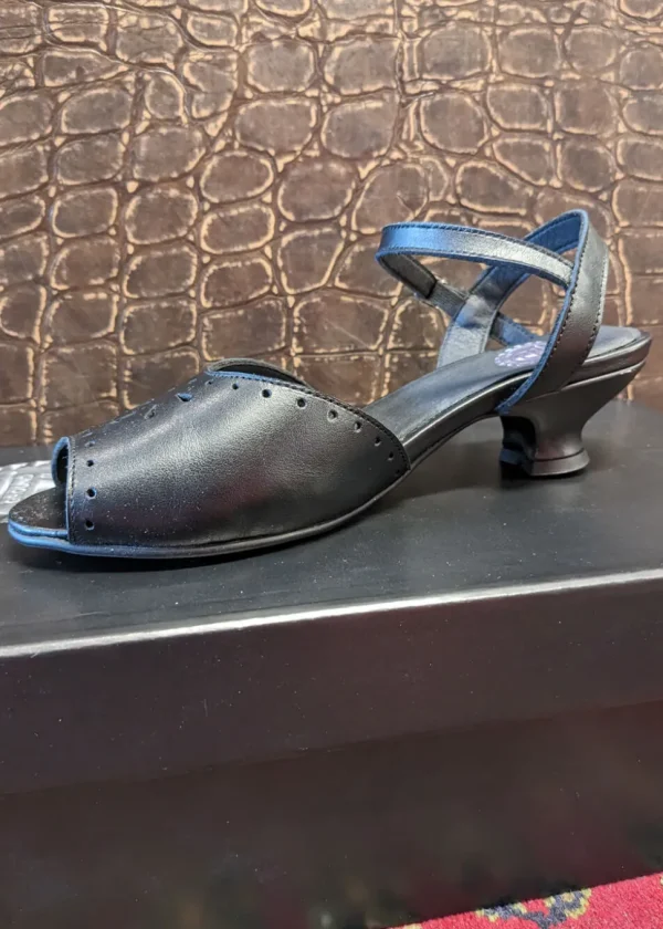 Steelground Hylda Leather 50's Sandals Pumps Black