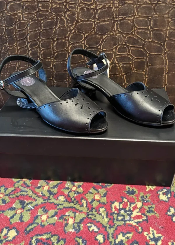 Steelground Hylda Leather 50's Sandals Pumps Black