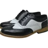 Steelground Twister Leather 50's Brogue Shoes Black White