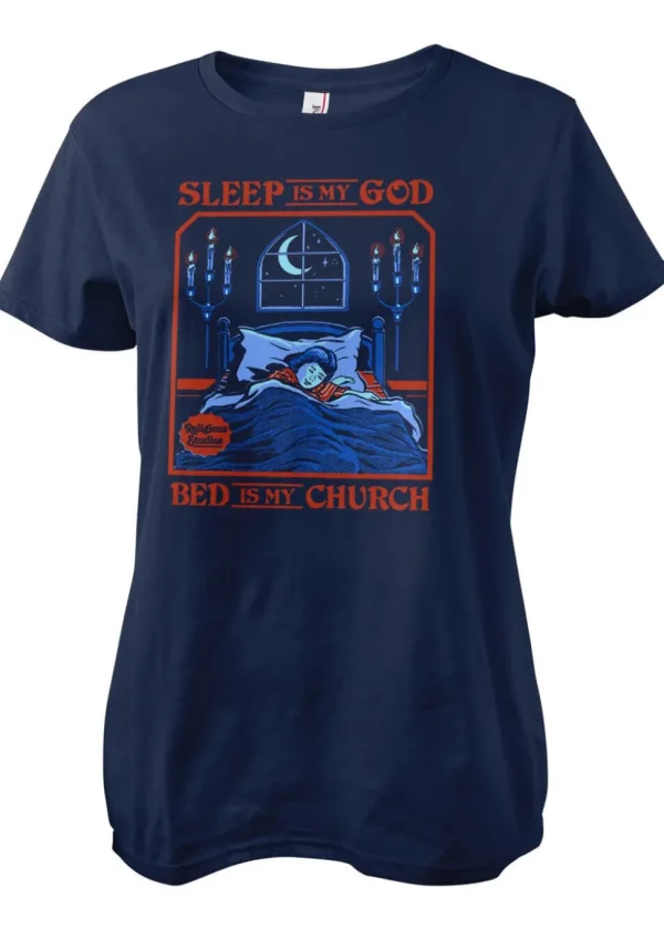 Steven Rhodes Bed Is My Church Girly T-Shirt Navy Blue