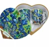 Succubus Art van Gogh Starry Irisen Heart Set of 2 Mugs Blue