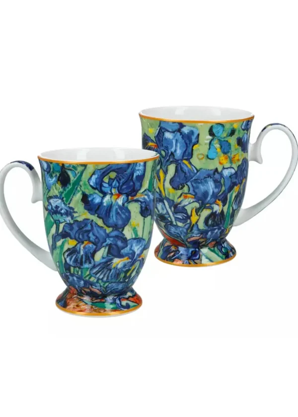 Succubus Art van Gogh Starry Irisen Heart Set of 2 Mugs Blue