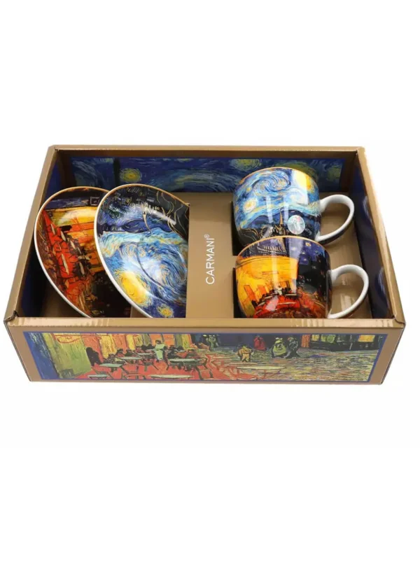 Succubus Art van Gogh Starry Night Set of 2 Cups And Saucers
