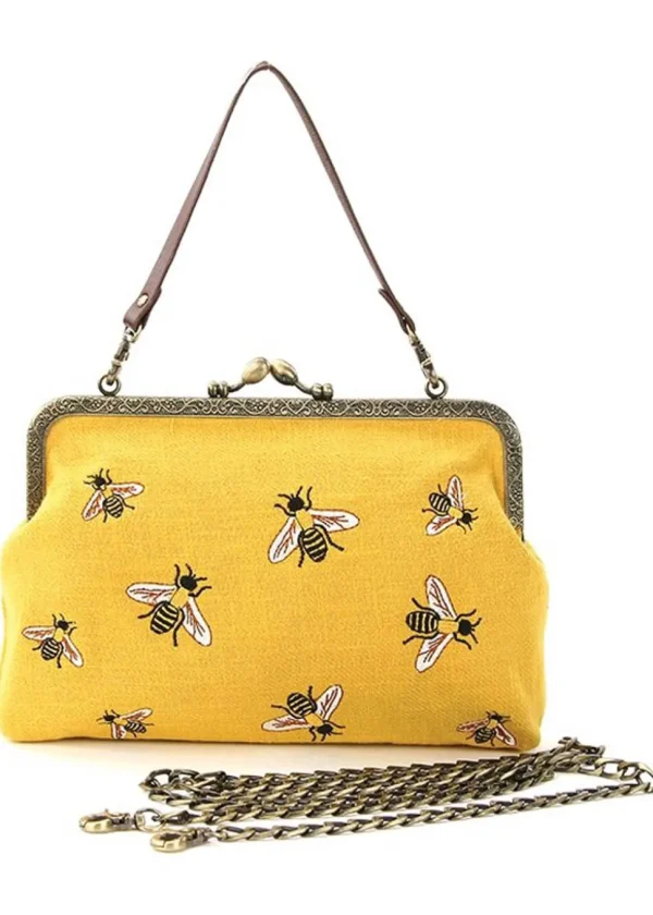 Succubus Bags Bees Kisslock Handbag Yellow