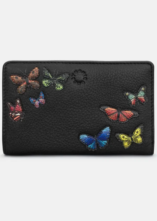 Succubus Bags Books Amongst Butterflies Leather Zip Around Wallet Black