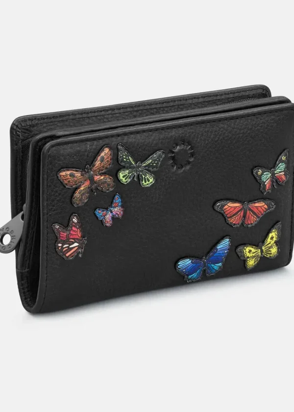 Succubus Bags Books Amongst Butterflies Leather Zip Around Wallet Black