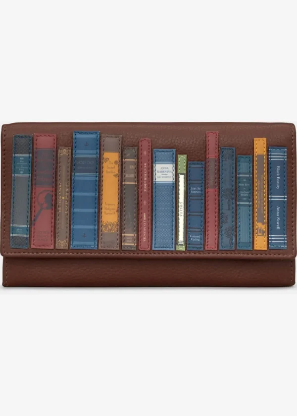 Succubus Bags Books Bookworm Library Flap Over Leather Wallet Brown