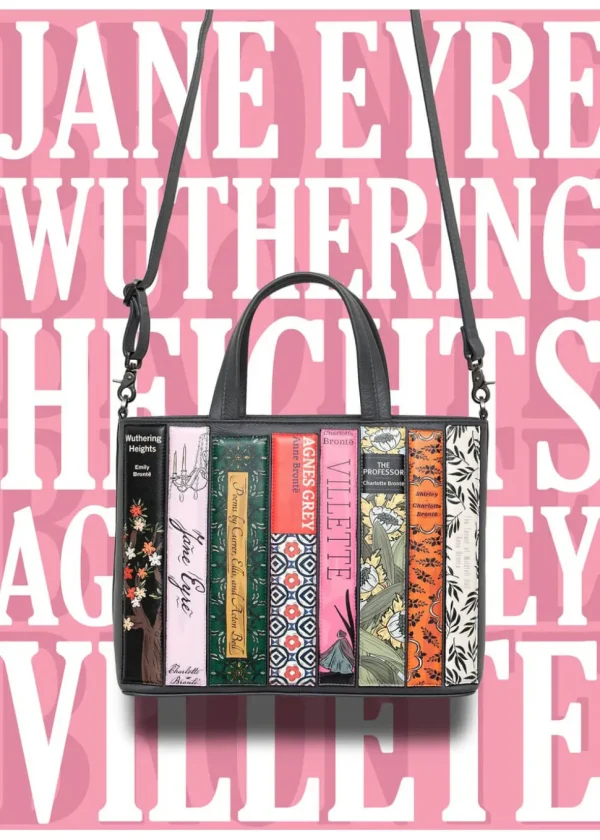 Succubus Bags Books Emily Bronte Bookworm Leather Grab Bag Grey