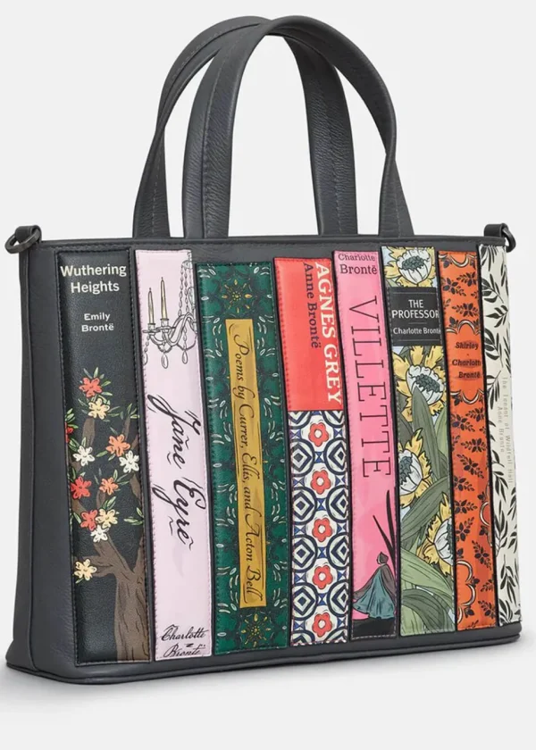Succubus Bags Books Emily Bronte Bookworm Leather Grab Bag Grey