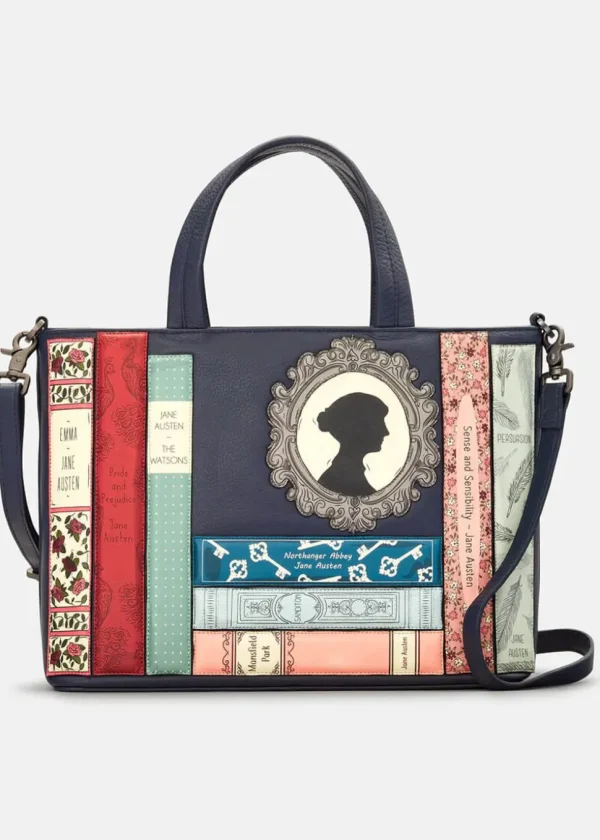 Succubus Bags Books Jane Austen Bookworm Leather Grab Bag Navy