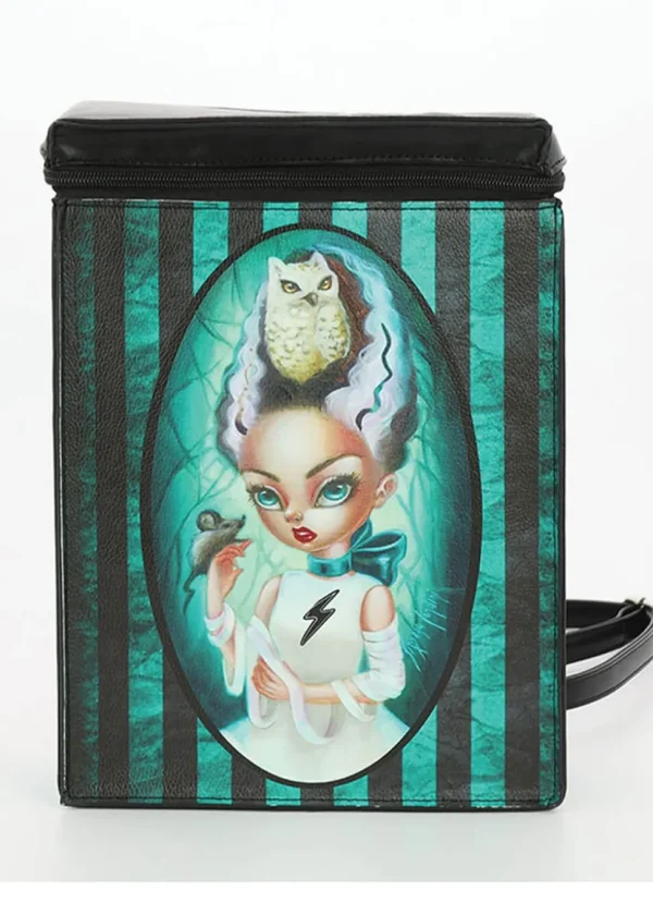 Succubus Bags Bride of Frankenstein Striped Backpack Black