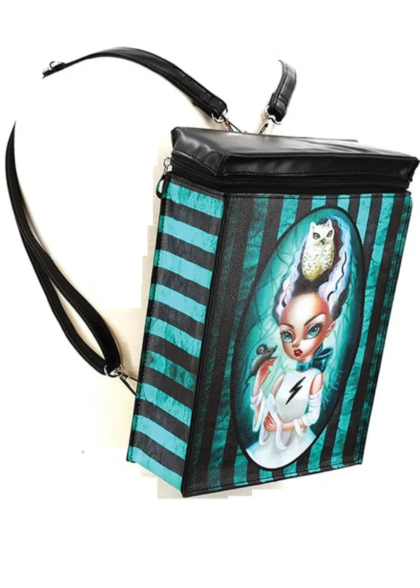 Succubus Bags Bride of Frankenstein Striped Backpack Black