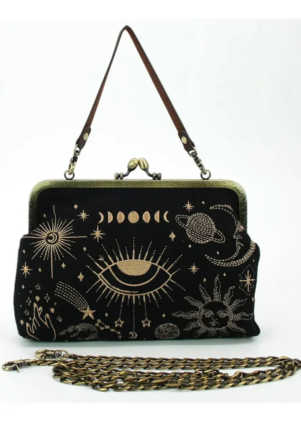 Succubus Bags Celestial Kiss Lock Handbag Black