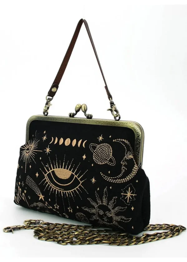 Succubus Bags Celestial Kiss Lock Handbag Black