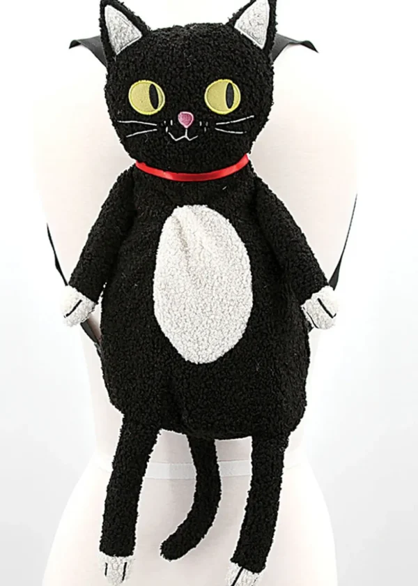 Succubus Bags Furry Black Cat Backpack Black