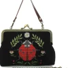 Succubus Bags Lady Bug Vintage Kiss Lock Handbag Black