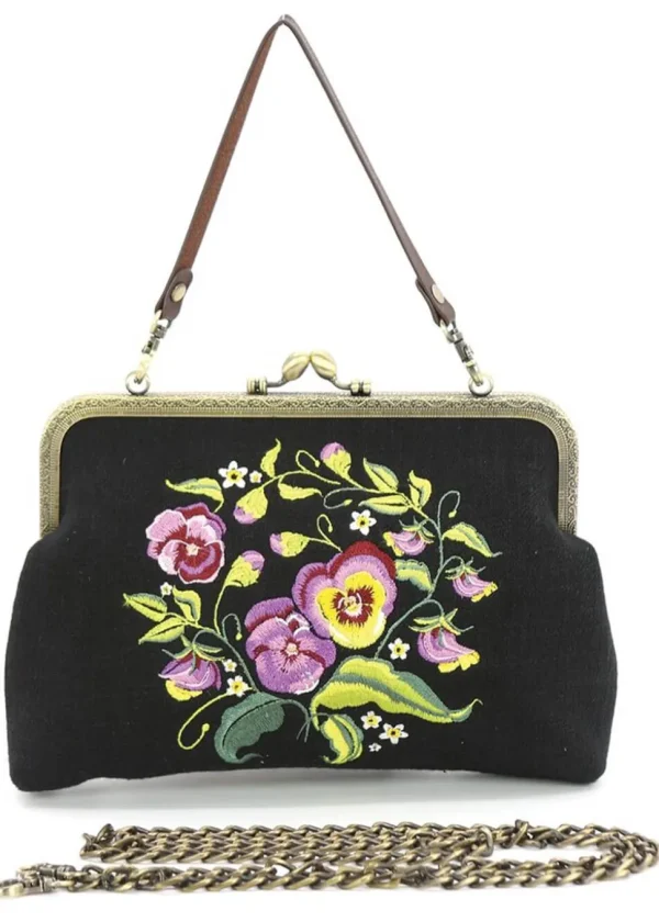 Succubus Bags Pansy Kiss Lock Handbag Black