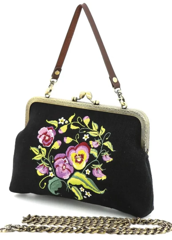 Succubus Bags Pansy Kiss Lock Handbag Black